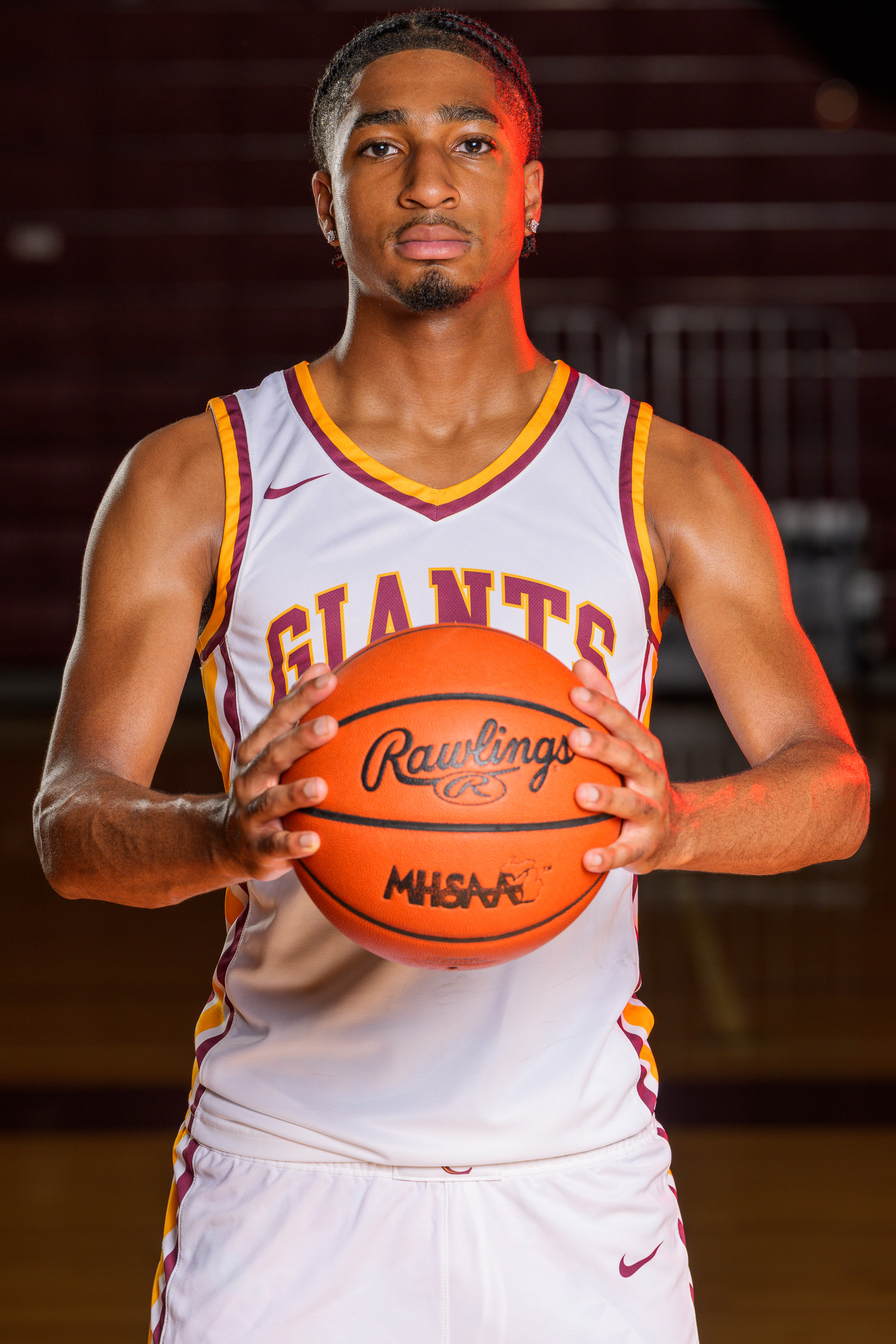 High school senior basketball portrait