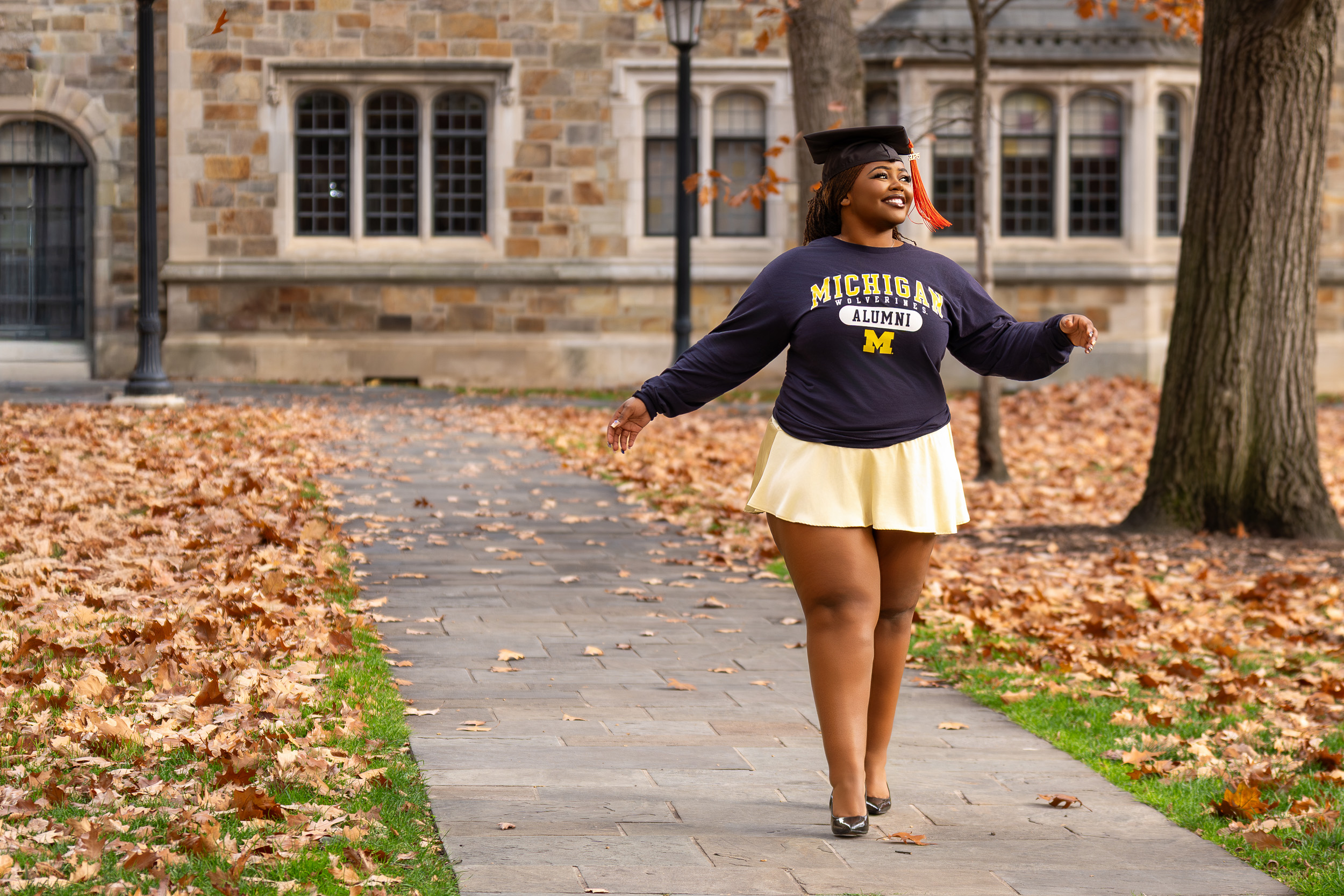 Senior graduation portrait on campus
