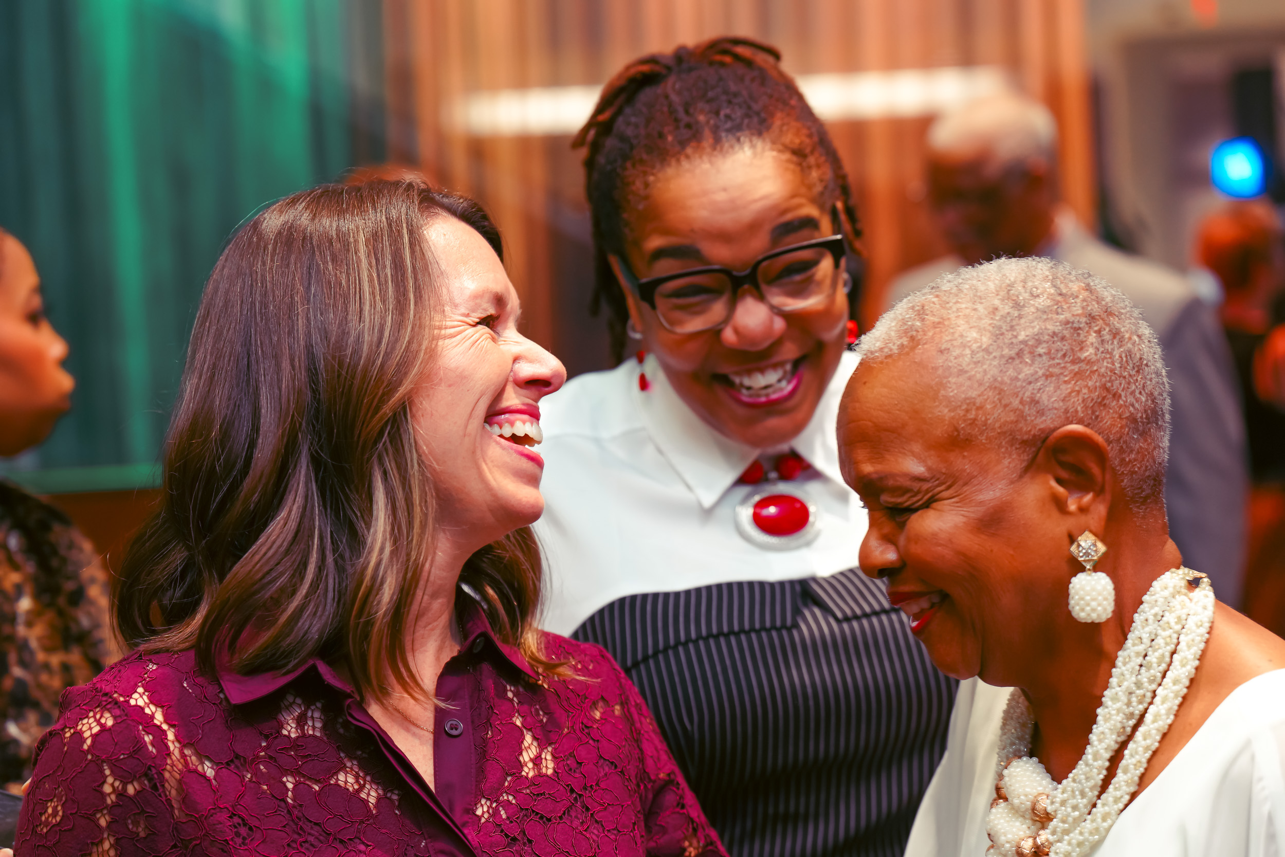 Candid guest connection during a formal nonprofit event